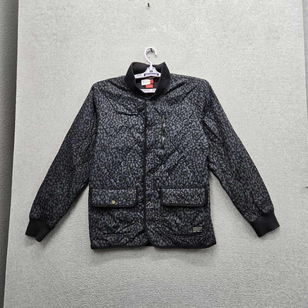 Nike Men Jacket M Black Nylon Animal Print Bomber Quilted